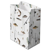 魚釣りロッド&リール魚のテーマパターン ミディアムペーパーバッグ (裏面アングル)