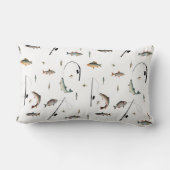 魚釣りロッド&リール魚のテーマパターン ランバークッション (裏面)