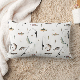 魚釣りロッド&リール魚のテーマパターン ランバークッション