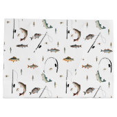 魚釣りロッド&リール魚のテーマパターン ラージペーパーバッグ (裏面)