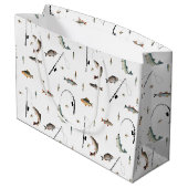 魚釣りロッド&リール魚のテーマパターン ラージペーパーバッグ (裏面アングル)
