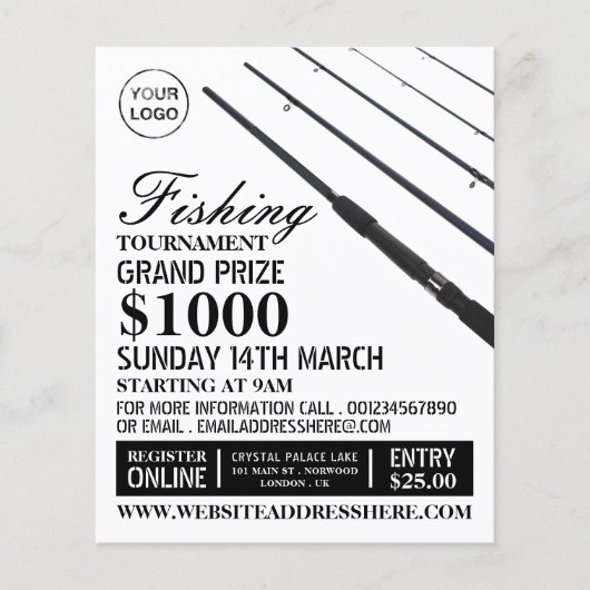 魚釣りロッド、魚釣りトーナメントイベント広告ズ チラシ (正面)