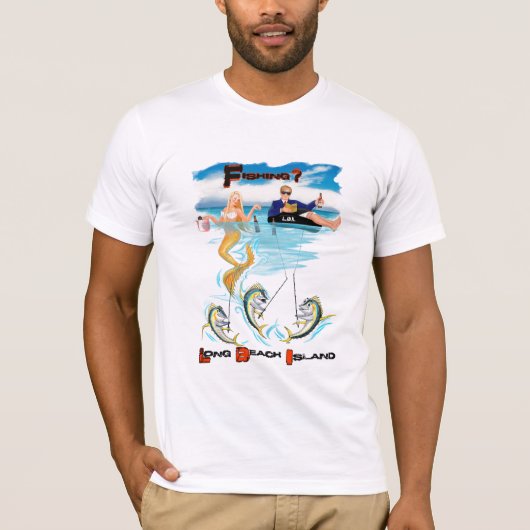 魚釣りロングビーチ島 Tシャツ (正面)