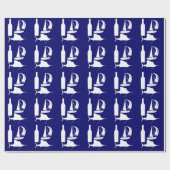 魚釣りワインマーリンシルエットのブルーファーザー ラッピングペーパー (フラット)