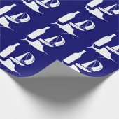 魚釣りワインマーリンシルエットのブルーファーザー ラッピングペーパー (角)