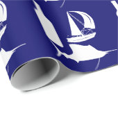 魚釣りワインマーリンシルエットのブルーファーザー ラッピングペーパー (ロールコーナー)