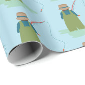 魚釣りワダーズ模様 ラッピングペーパー (ロールコーナー)