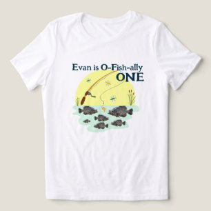 魚釣りワンキッズファースト誕生日クラッパイパンフィッシュ トライブレンドTシャツ
