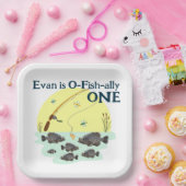 魚釣りワンキッズファースト誕生日クラッパイパンフィッシュ ペーパープレート (パーティー)