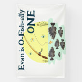 魚釣りワンキッズファースト誕生日クラッパイパンフィッシュ 横断幕 (縦)