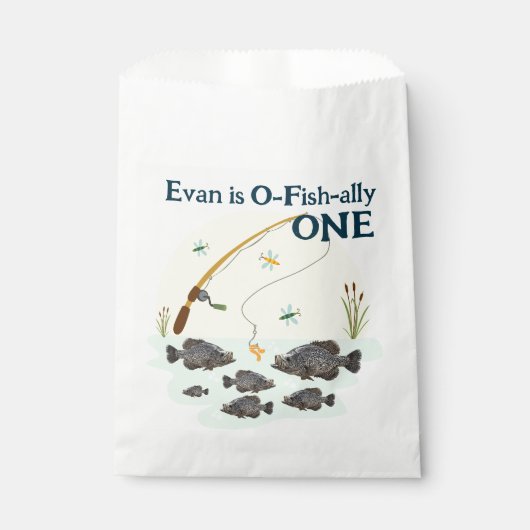 魚釣りワンキッズファースト誕生日クラッパイフィッシュ フェイバーバッグ (正面)