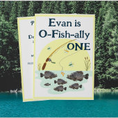 魚釣りワンキッズファースト誕生日クラッパイフィッシュ 招待状