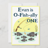 魚釣りワンキッズファースト誕生日クラッパイフィッシュ 招待状 (正面)