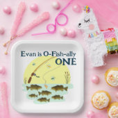 魚釣りワンキッズファースト誕生日スモールマウスベース ペーパープレート (パーティー)