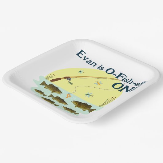 魚釣りワンキッズファースト誕生日スモールマウスベース ペーパープレート (傾斜あり)