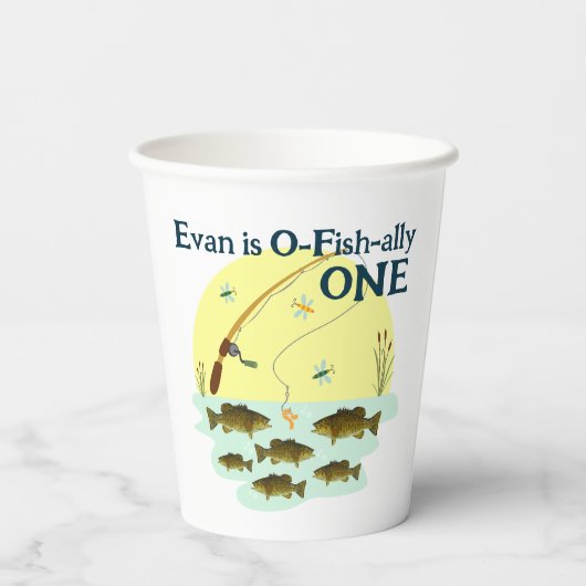 魚釣りワンキッズファースト誕生日スモールマウスベース 紙コップ (裏面)