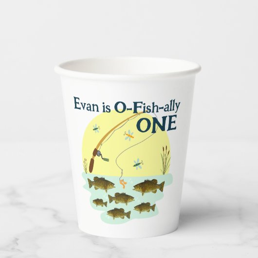 魚釣りワンキッズファースト誕生日スモールマウスベース 紙コップ (正面)