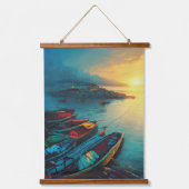 魚釣りヴィレぶら下がったッジタペストリー 吊り下げ型タペストリー (正面)