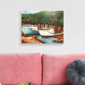 魚釣りヴィレッジアクリルランドスケープ キャンバスプリント (インサイチュ (リビング))