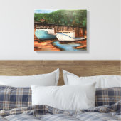 魚釣りヴィレッジアクリルランドスケープ キャンバスプリント (インサイチュ (寝室))