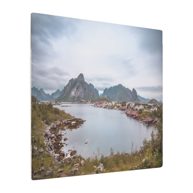 魚釣りヴィレッジロフォテン メタルプリント (アングル)