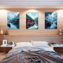 魚釣りヴィレ中国のッジオリエンタルプリントセット3