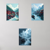 魚釣りヴィレ中国のッジオリエンタルプリントセット3 (正面)