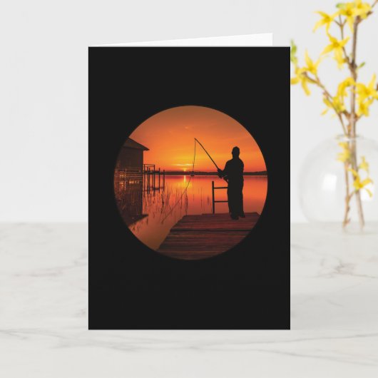 魚釣りヴィンテージ魚釣り漁師ヴィンテージ カード (黄色い花)