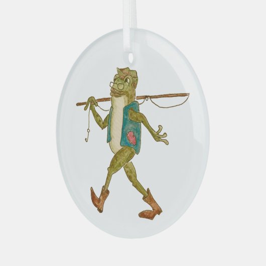 魚釣り今日…素晴らし私が! ガラスオーナメント (正面左)