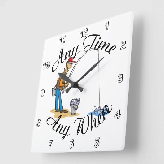 魚釣り任意の時間壁時計 スクエア壁時計 (傾斜)