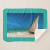 魚釣り伝統的ボートのビーチ シェルパブランケット (正面(横))