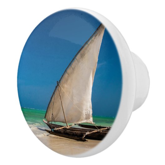 魚釣り伝統的ボートのビーチ セラミックノブ (右)
