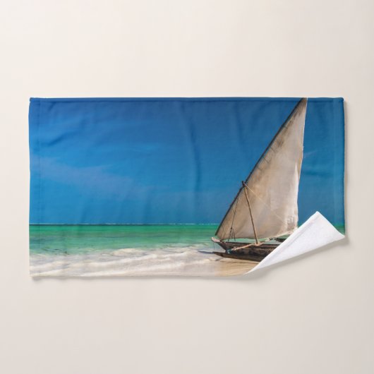 魚釣り伝統的ボートのビーチ バスタオルセット (ハンドタオル)