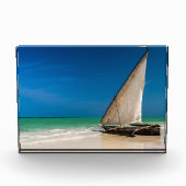 魚釣り伝統的ボートのビーチ フォトブロック (正面)