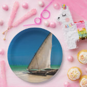 魚釣り伝統的ボートのビーチ ペーパープレート (パーティー)