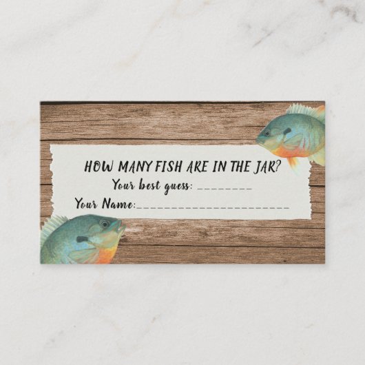 魚釣り何人の魚釣りベビーシャワーゲームカード エンクロージャーカード (正面)