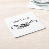 魚釣り具バッグ及び魚名刺 スクエアペーパーコースター (アングル)