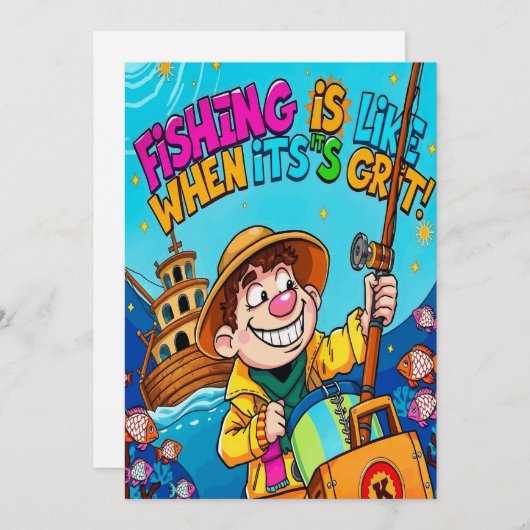 魚釣り冒険の砂を受け入れる 招待状 (正面/裏面)