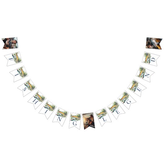 魚釣り凡例大人用誕生日写真 バンティングフラッグ (全)