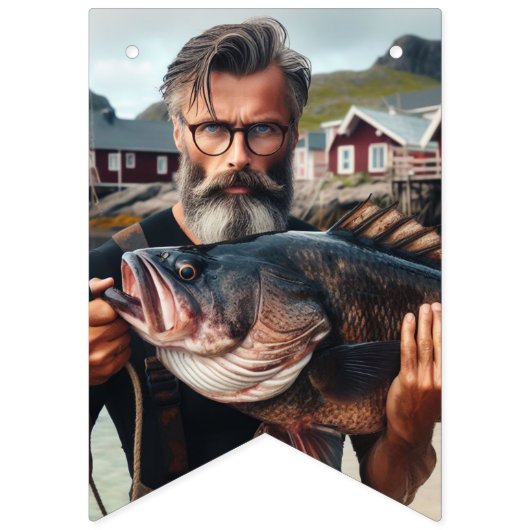 魚釣り凡例大人用誕生日写真 バンティングフラッグ (第1の旗)