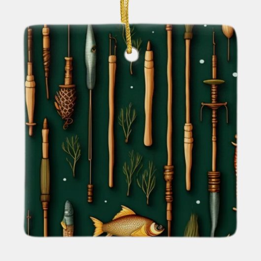 魚釣り収集 セラミックオーナメント (正面)