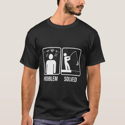 魚釣り問題解決魚類 Tシャツ (正面)