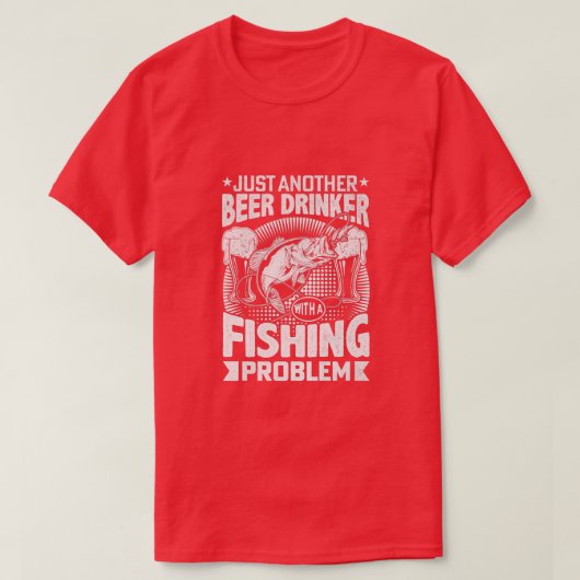 魚釣り問題Pで別のビールを飲む Tシャツ (デザイン正面)