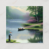 魚釣り図 スクエア名刺 (正面)