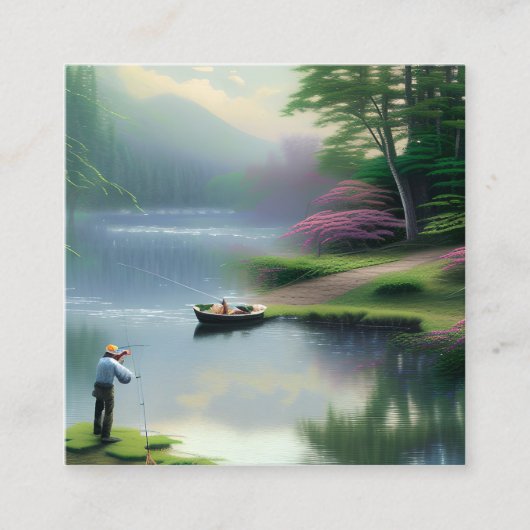 魚釣り図 スクエア名刺 (正面)