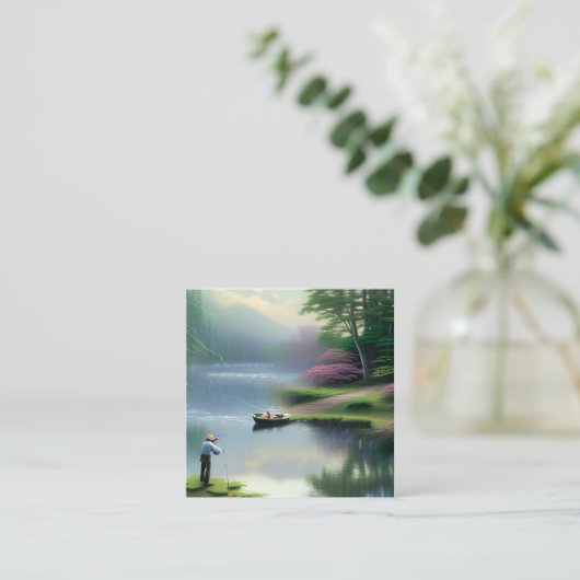 魚釣り図 スクエア名刺 (スタンド正面)