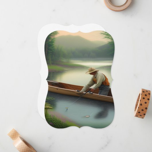 魚釣り図 ノートカード (正面/裏面インサイチュ)