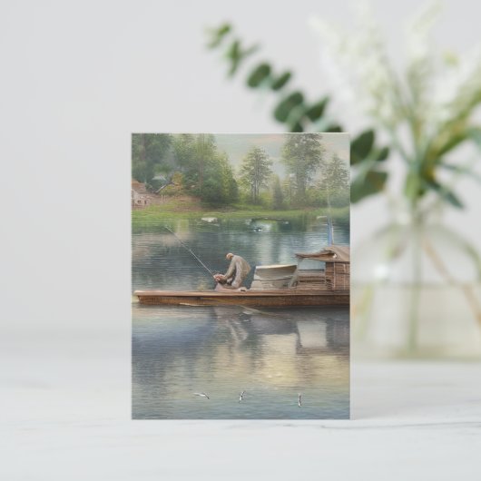 魚釣り図 ポストカード (スタンド正面)