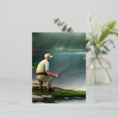 魚釣り図 箔シーズンポストカード (立ち正面)