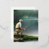 魚釣り図 箔シーズンポストカード (正面/裏面)